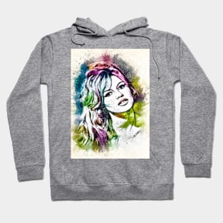 Beautiful Brigitte Bardot Color Portrait Watercolor Fan Art Tribute Hoodie